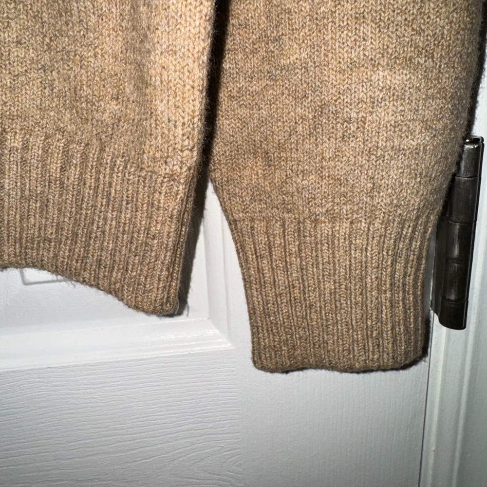 NEW Goodfellow Color-block Hoodie Sweater Blue, Cream & Tan  Dapper Brown   NWT - Picture 7 of 11